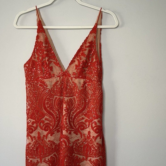 Free People Womens Night Shimmers Lace Sequined Red Dress Unworn Size 2 - Picture 12 of 13